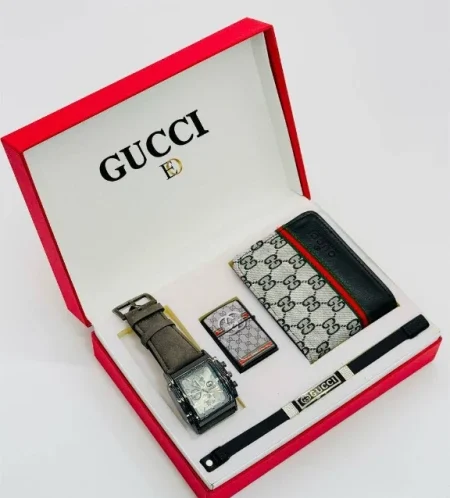 cadeau d'accessoires de style homme avec une montre, un portefeuille, un briquet et un bracelet