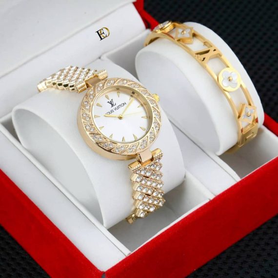 Coffret LOUIS VUITTON Doré (Montre Florale & Monogram)