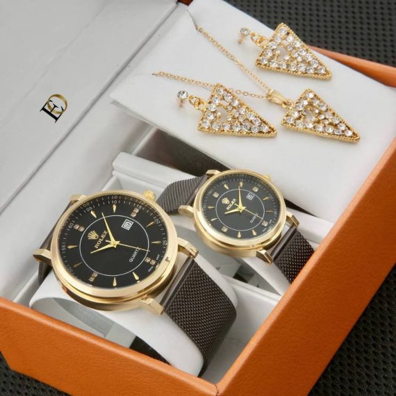 Coffret Duo ROLEX (Cadrans Noirs et Bijoux Triangles)